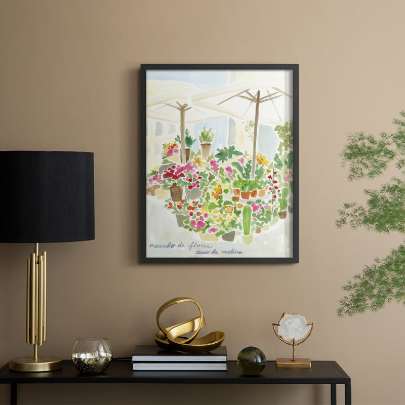 Tirso Flower Market I, reproduction encadrée - bois massif, Noir, noir, noir, noir, H 30 po x l 24 po