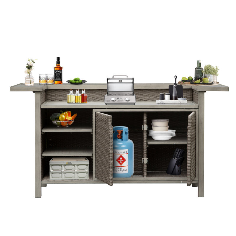 Chariot-bar d'extérieur en aluminium avec rangement PE