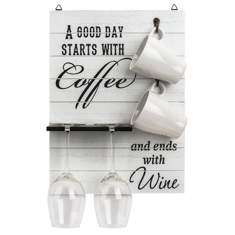 Wall Mounted Wine Glass Rack in White