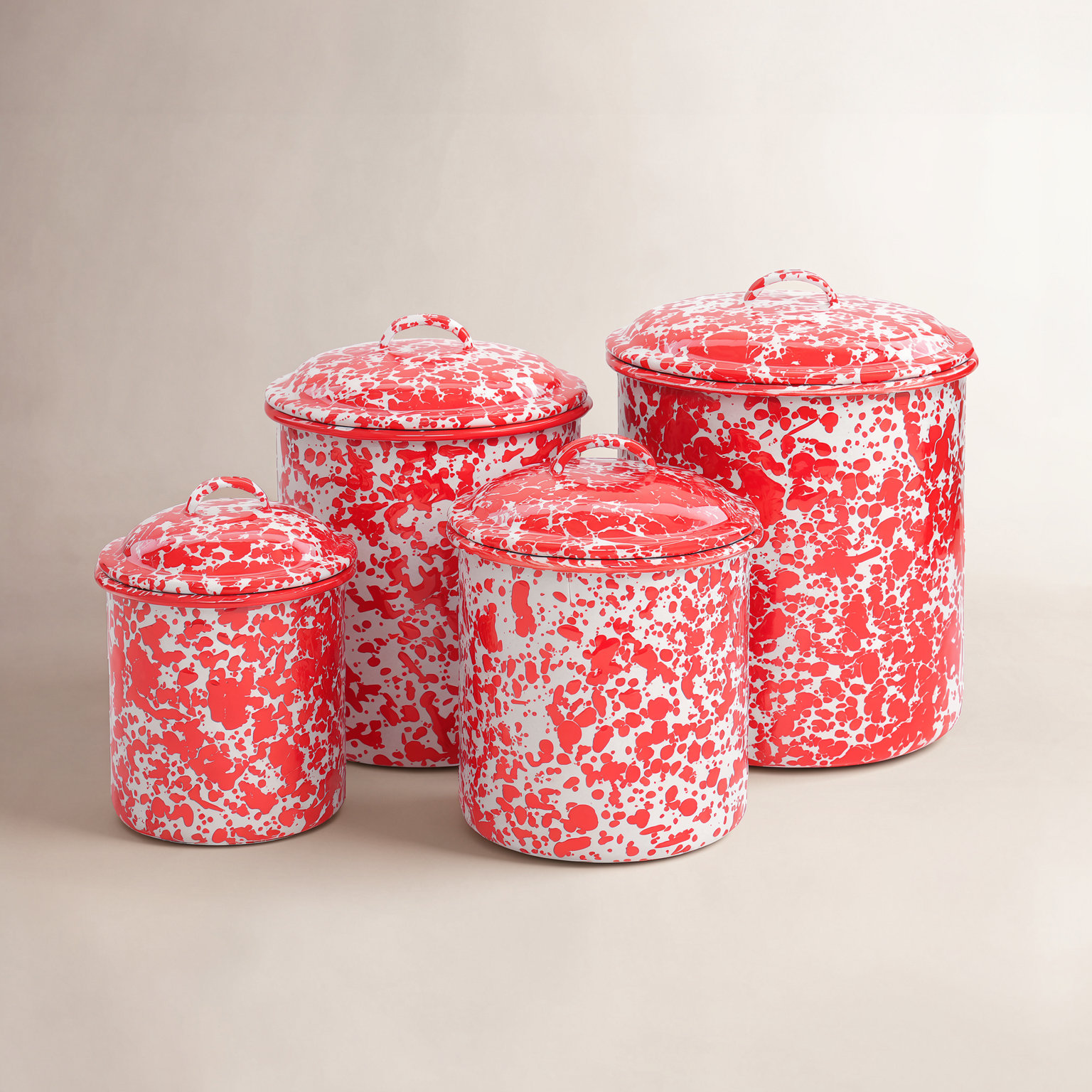 Crow Canyon Home 4-Piece Kitchen Canister Set, Red
