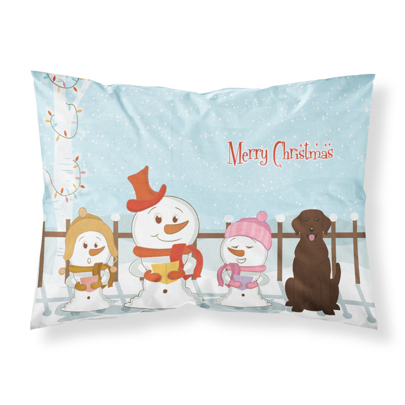 Taie d'oreiller Merry Christmas Merry Christmas, Labrador chocolat et choristes