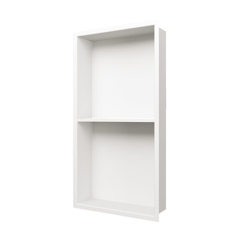 Niche de douche encastrée double couche, 63,5 cm (H) x 33 cm (L) x 10 cm (P), sans tuiles, blanche, Blanc