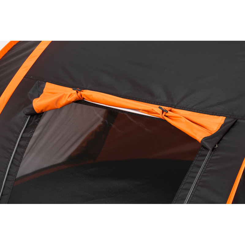EchoSmile 4-Person Black and Orange Pop Up Camping Tent