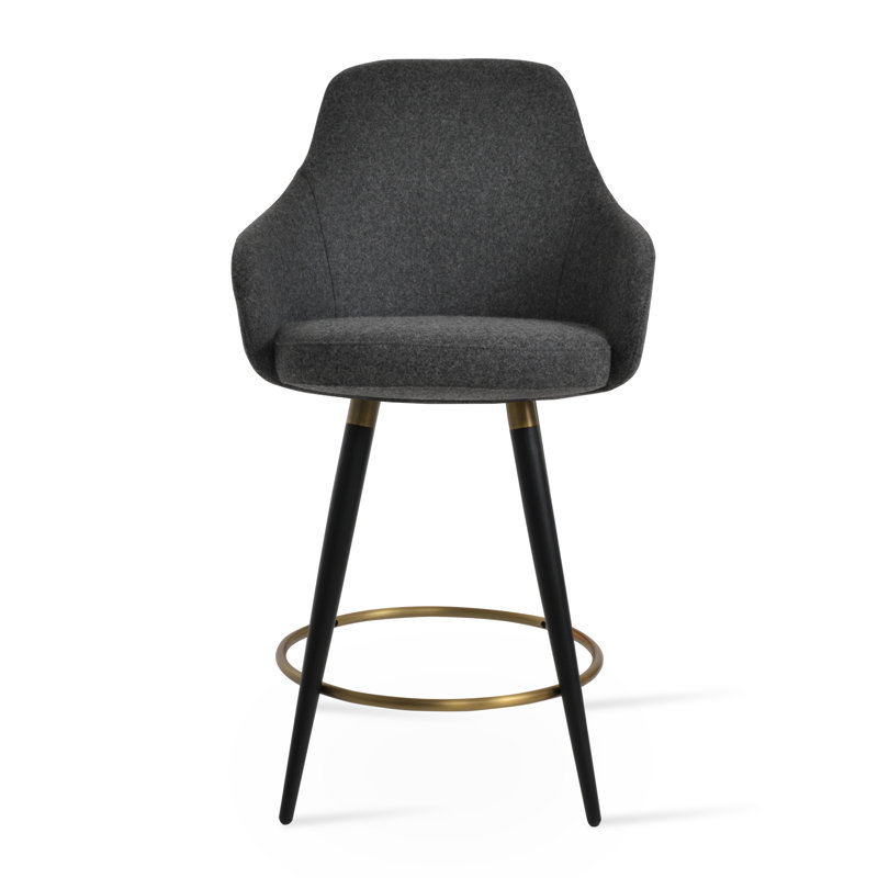 Tabouret de bar et de comptoir Gazel, Noir, Gris foncé, Tabouret de bar (siège d'une hauteur de 29 po)