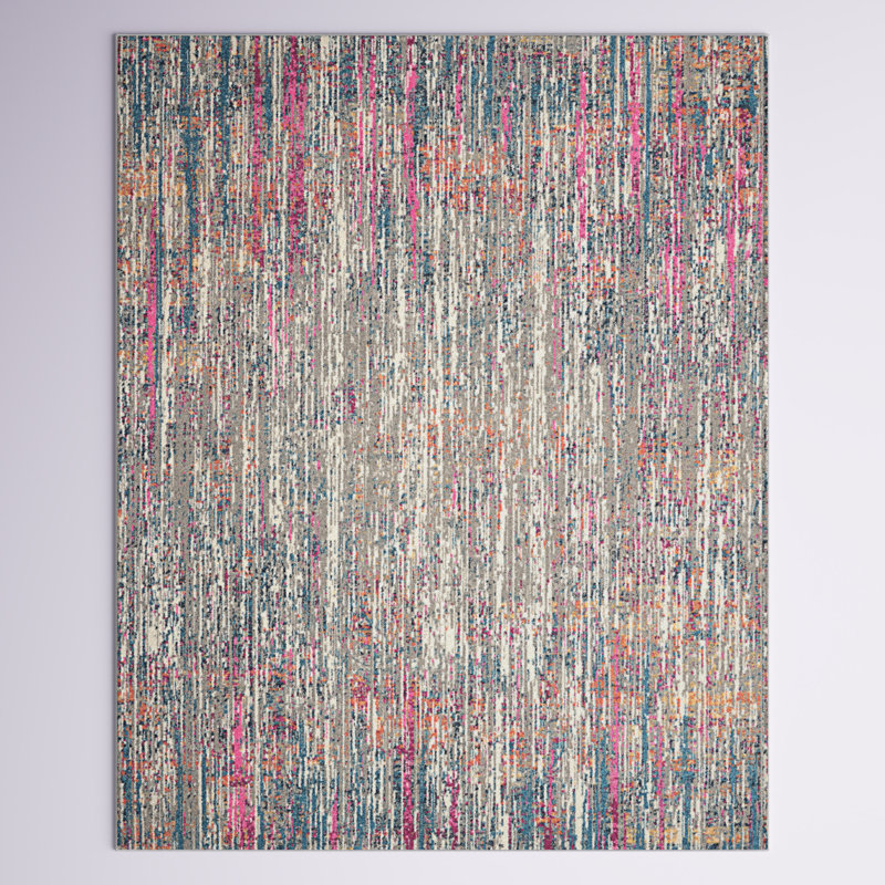 Tapis fuchsia / bleu à motif abstrait Harrower, Rectangle 9 pi x 12 pi