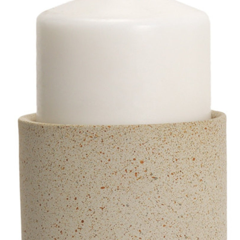 13" Beige Metal Abstract Tabletop Candle Holder, 12.5" H x 3.5" W x 3.5" D