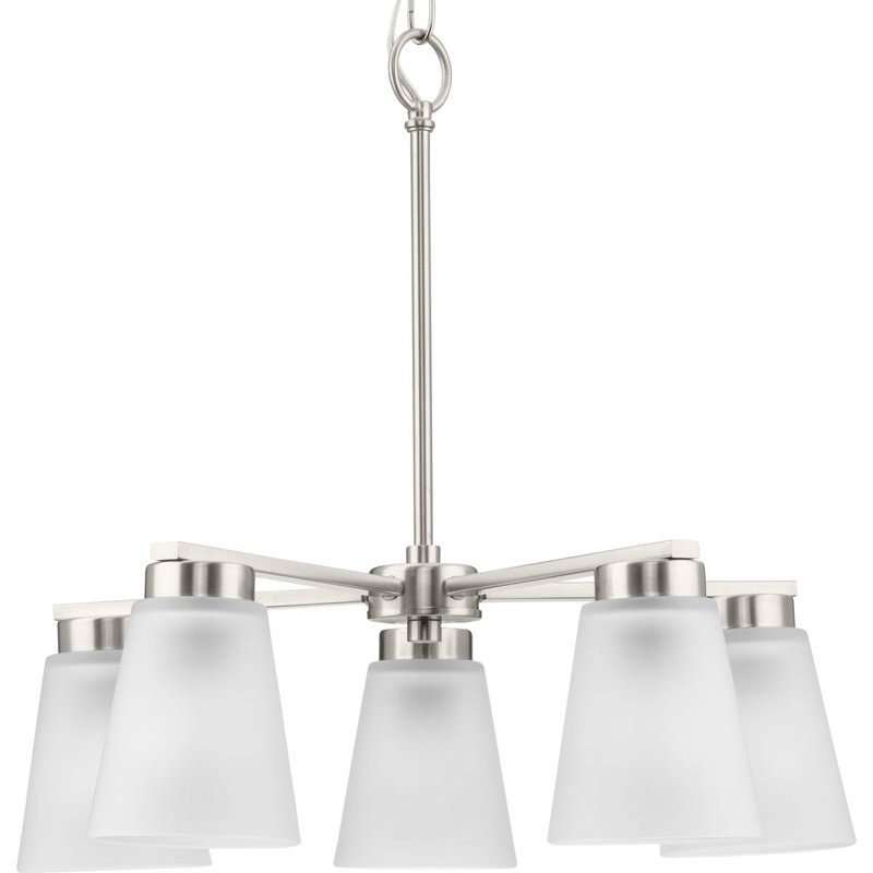 Lustre transitionnel à cinq lumières, Nickel brossé
