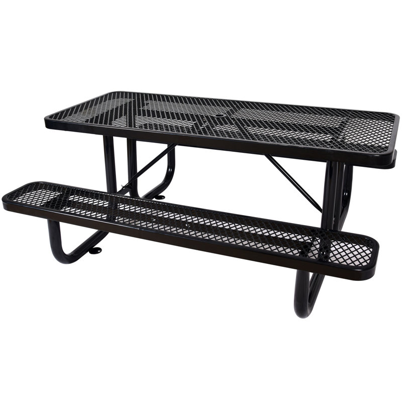 Rectangular outdoor steel picnic table, Noir