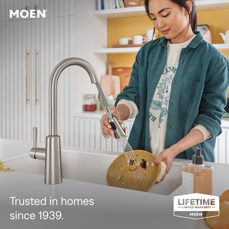 Moen Riley Pulldown Kitchen Faucet with Power Clean Spray Technology, Spot Resist Stainless