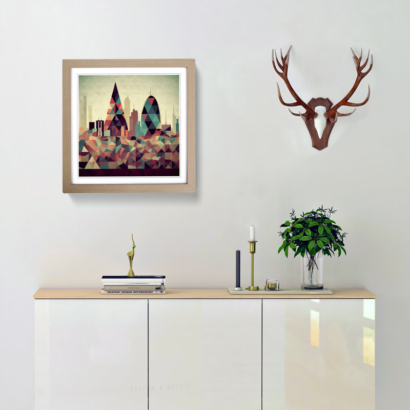 City Of London Geometric - Framed Print, Oak