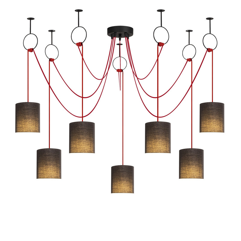 Luminaire suspendu cylindrique à 7 lumières Shayaan