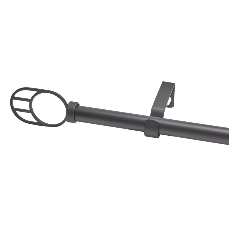Alwin Curtain Pole Set, 226.5cm H x 6cm W x 6cm D, Black