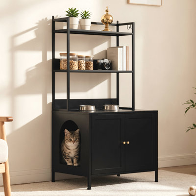 Boîtes à litière et bacs à litière spacieux pour chat, maison moderne en métal