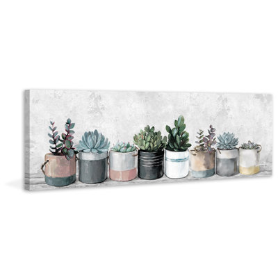 Wild Succulents in Pots 1 Piece Wrapped Canvas Painting