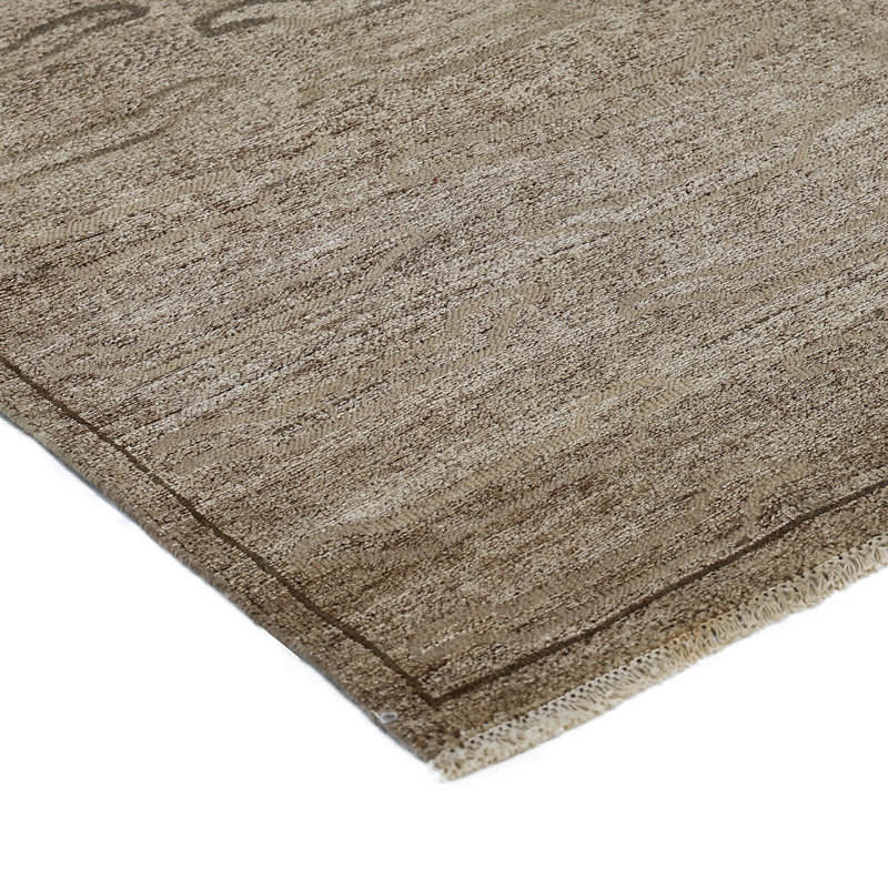 Brown Alchemy Contemporary Silk Wool Blend Rug - 3'11" x 5'11"