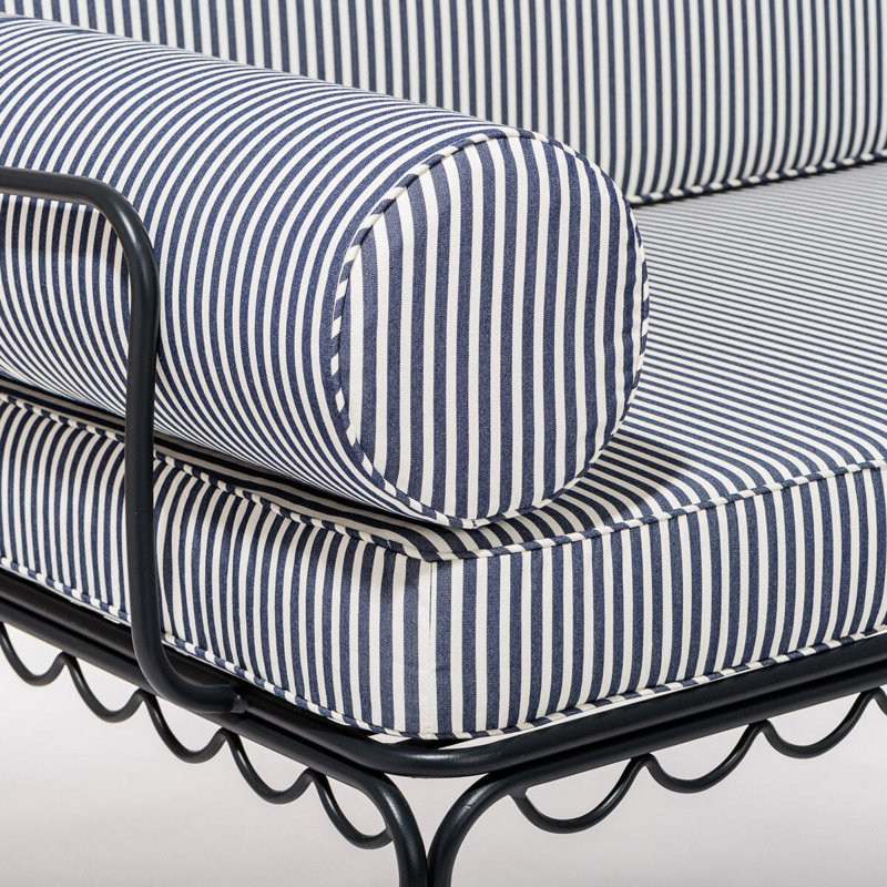 Ensemble de housse pour causeuse Al Fresco, Acrylique rayé bleu marine / blanc