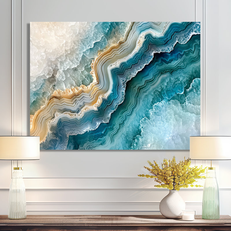 Agate «Dream River», reproduction d'art traditionnelle en métal sur pierre, H 12 po x l 20 po x P 0,84 po