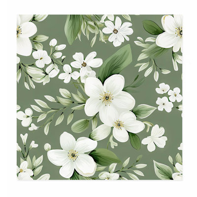 Floral Sage Green Flowers VI Cottage Unframed Art Print