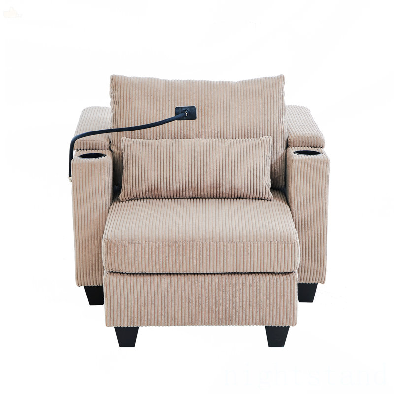 Fauteuil de 37,4 po avec ports USB, Brun