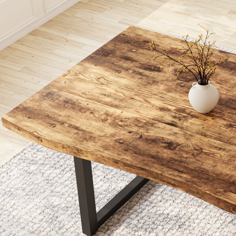 Dining Room Table Set For 4-6 – 63" Extendable Kitchen Table With 2  Benches,Mid-Century Dining Table Set With Bench  For 4-6 Personall(Antique Wood)