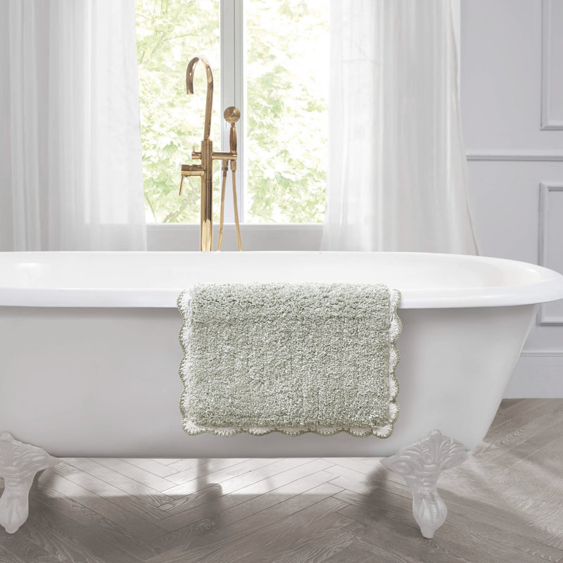Laura Ashley Heathered Crochet Border Bath Rug, Single - 24" L x 17" W, Green