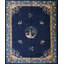 Chinese - Peking Room Size Antique Blue 1920s Wool Rectangle Knotted Rug