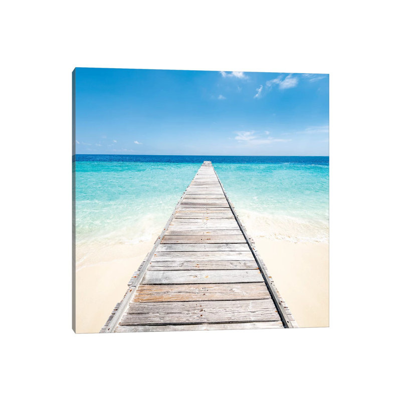 Pier At A Beach by Jan Becke - Wrapped Canvas Print, 30.48 cm H x 30.48 cm W