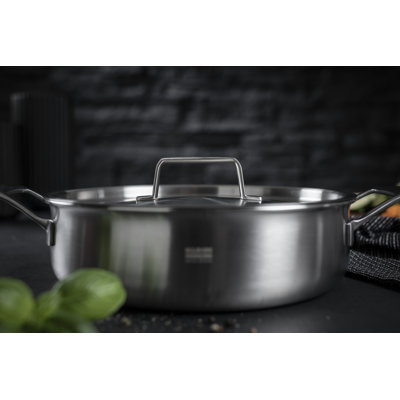 Kuhn Rikon Culinary Fiveply Stainless Steel Induction Safe Shallow Casserole Pot