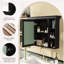 Armoire de salle de bain murale noire moderne 35 "x 28" avec porte miroir et 6 tablettes ouvertes