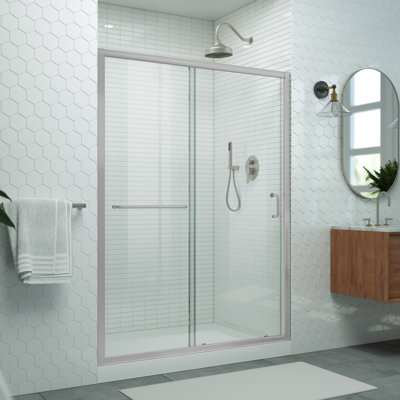 Levantine 50-54 x 72 Semi-Frameless Sliding Shower Door, Clear Glass