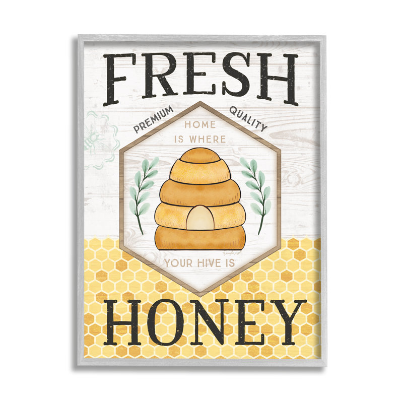 «Fresh Honey Rustic Bee Hive» par Jennifer Pugh - cadre flottant, impression sur toile, H 14 po x l 11 po x P 1,5 po