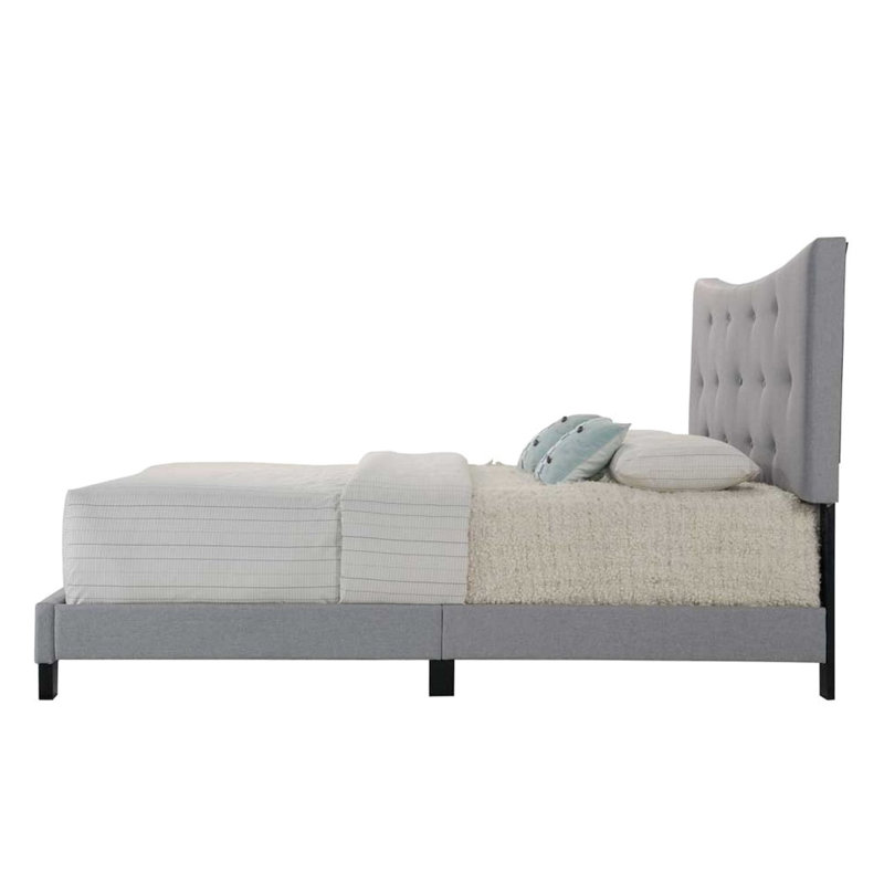Lit en tissu gris - tête de lit élégante et structure stable avec une stabilité luxueuse