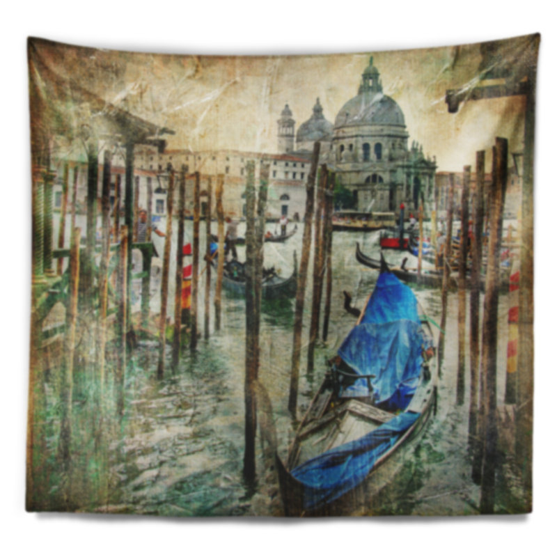 Paysage belle tapisserie de venise, H 68 po x l 80 po
