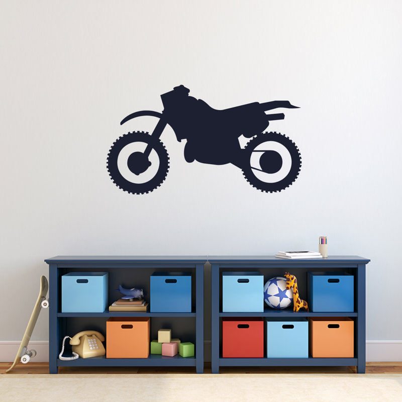 Décalcomanie murale silhouette de vélo à saleté, Bleu marine