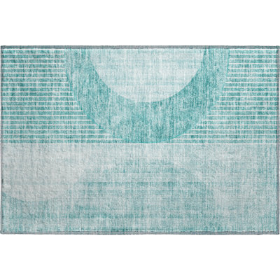 Premium Machine Washable Prisco Teal Rug