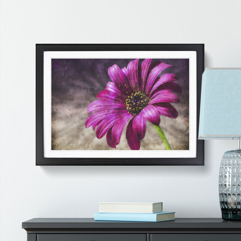 Purple Daisy - Picture Frame Painting Print, Black Framed, 62cm H x 87cm W x 2cm D