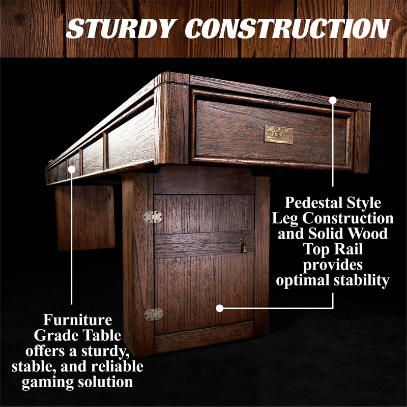 Barrington 12-Foot Rustic Wood Shuffleboard Table with Storage