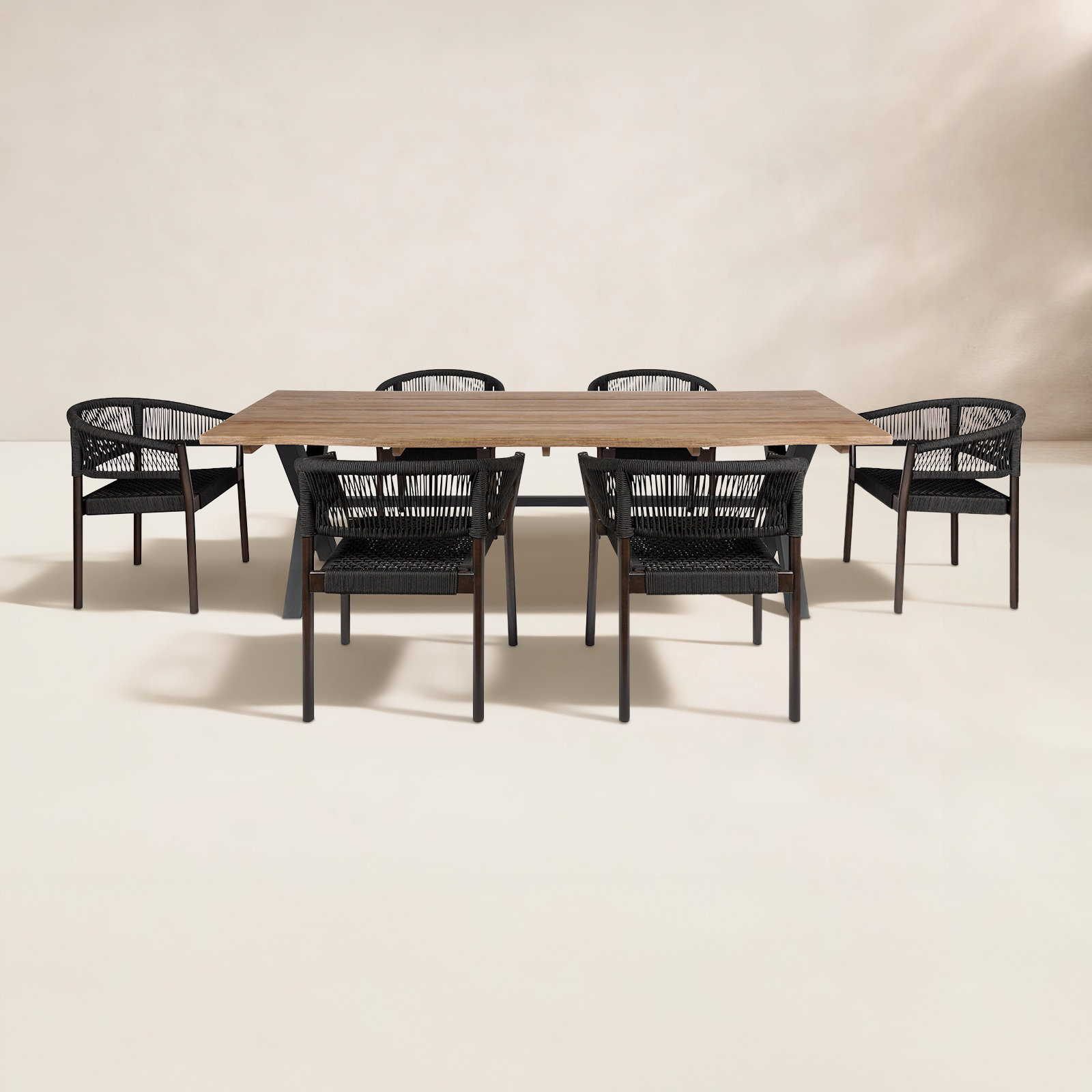 Eloisa 95" Eucalyptus Patio Dining Set, 6
