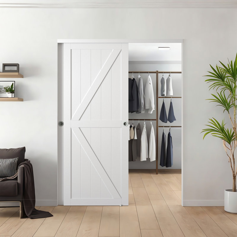 Pure White 48'' x 80'' K-Frame Sliding Barn Door