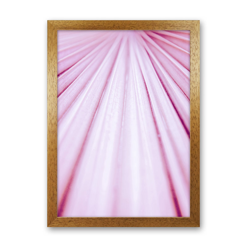 Pink Palm Leaf by Victoria Frost - Print, 46cm H x 34cm W x 3cm D, Oak Framed