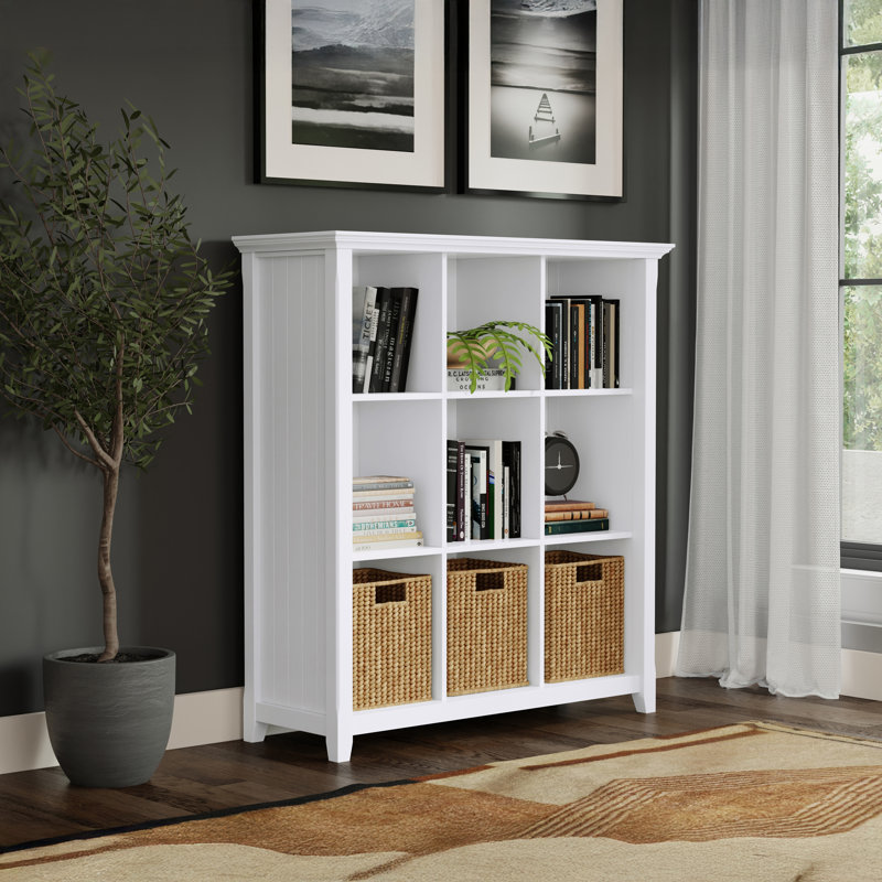 Bibliothèque transitionnelle en bois massif H 48 "Acadian, Blanc