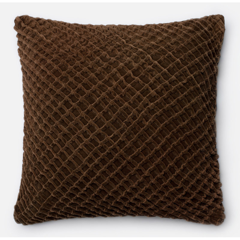  Velvet Throw Pillow, Down, Brown