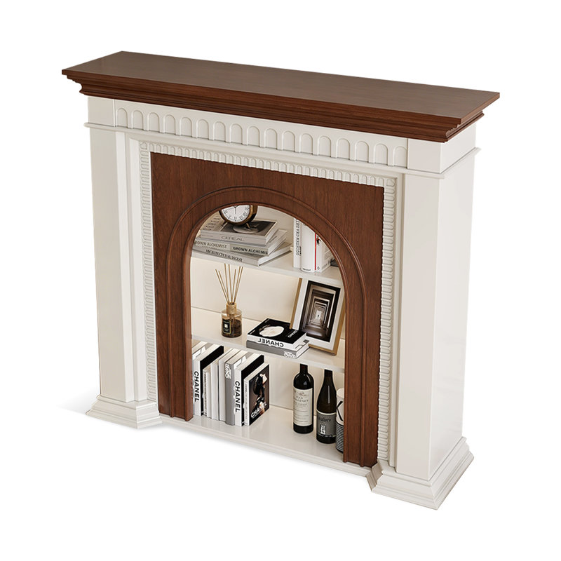 White Solid Wood Freestanding Fireplace, 39.37