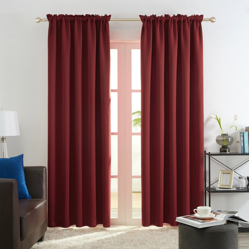 Room Darkening Rod Pocket Thermal Insulated Blackout Curtains (Set of 4), 52" W x 84" L, Dark Beige