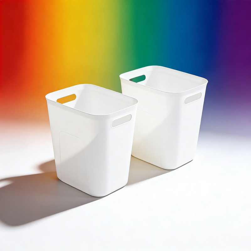 Rectangular Plastic Trash Can 2-Pack, 3.5 Gallon Small Wastebasket For Bathroom, Kitchen, Office, And Kids Room, Space-Saving Design With Durable And Easy-Clean Construction