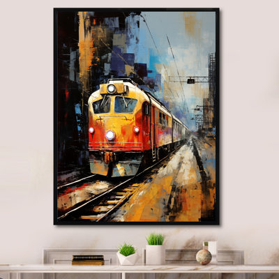 Voyage orange en train II - art mural moderne, salon