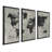 " Grunge World Map " 3 Piece Art Graphic Art Print-62940916