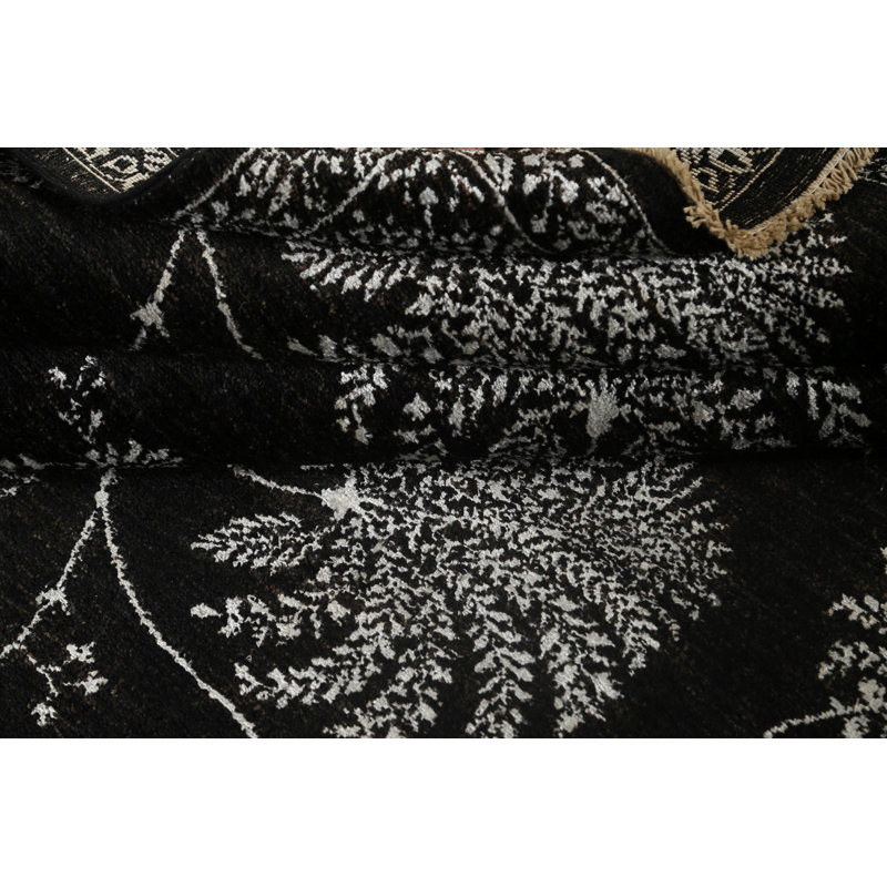 Tapis oriental multicolore à motif floral et à teinture végétale noué à la main 6 pi 8 po x 9 pi 10 po Versace
