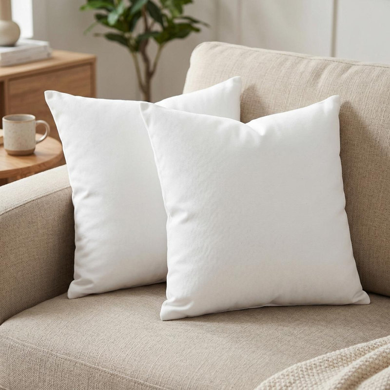 Housse de coussin d'extérieur de couleur unie de grande taille, Blanc