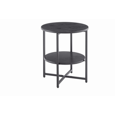Petite table d'appoint ronde, table de bout à 2 niveaux, tables d'appoint pour petits espaces, tables de chevet pour le salon, tables basses avec tablette de rangement